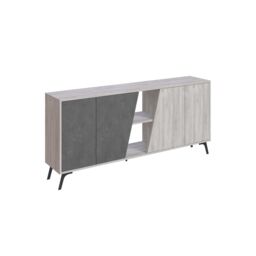 Decortie 2-Doors Sideboard 'Fiona' Metal Legs Storage Cabinet 180cm in Off-White - Size: 2 Pack - thumbnail 2