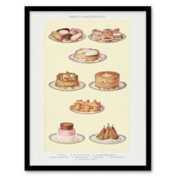 Artery8 Mrs Beeton Household Management Sweets & Gateaux Framed Art Print in Yellow - Size: A3 - thumbnail 1