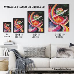 "Artery8 Abstract Colourful Planet in Space Artwork Galaxy Framed Art Print - Size: W12"" x H16""" - thumbnail 3
