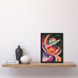 "Artery8 Abstract Colourful Planet in Space Artwork Galaxy Framed Art Print - Size: W12"" x H16""" - thumbnail 4