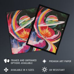 "Artery8 Abstract Colourful Planet in Space Artwork Galaxy Framed Art Print - Size: W12"" x H16""" - thumbnail 2