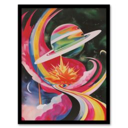"Artery8 Abstract Colourful Planet in Space Artwork Galaxy Framed Art Print - Size: W12"" x H16""" - thumbnail 1