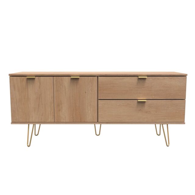Ready Assembled 2 U Fuji 2 Drawer 2 Door Wide Sideboard (Ready Assembled) in Natural - Size: Large - image 1