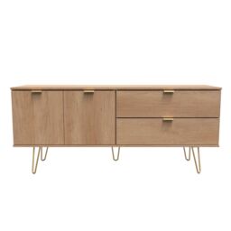 Ready Assembled 2 U Fuji 2 Drawer 2 Door Wide Sideboard (Ready Assembled) in Natural - Size: Large - thumbnail 1