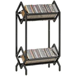 KORVIXA 50 CD Storage Rack, 2-Tier Metal CD Storage Unit in Black - Size: 0.6m2 - thumbnail 1