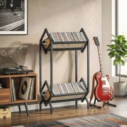 KORVIXA 50 CD Storage Rack, 2-Tier Metal CD Storage Unit in Black - Size: 0.6m2 - thumbnail 5