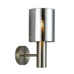 Netlighting Modern Wall Lamp Satin Nickel 1 Light with Smoky Shade E27 in Grey