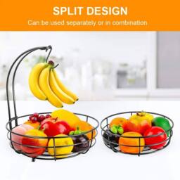 NESTLUNE 2-Tier Fruit Basket with Banana Hook in Black - thumbnail 4
