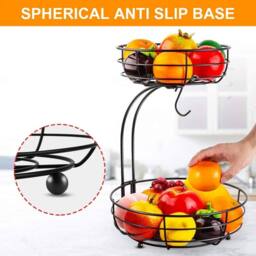 NESTLUNE 2-Tier Fruit Basket with Banana Hook in Black - thumbnail 3