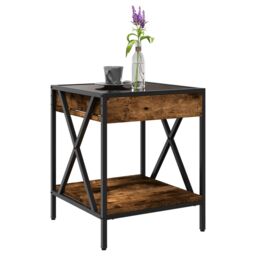 Berkfield Home Coffee Table with Infinity LED Smoked Oak 40x40x49 cm in Brown - Size: 40 x 40 x 49 cm - thumbnail 5