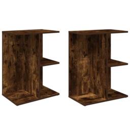 Berkfield Home Bedside Tables 2 pcs Smoked Oak 46.5x29x61 cm Engineered Wood in Brown - thumbnail 1