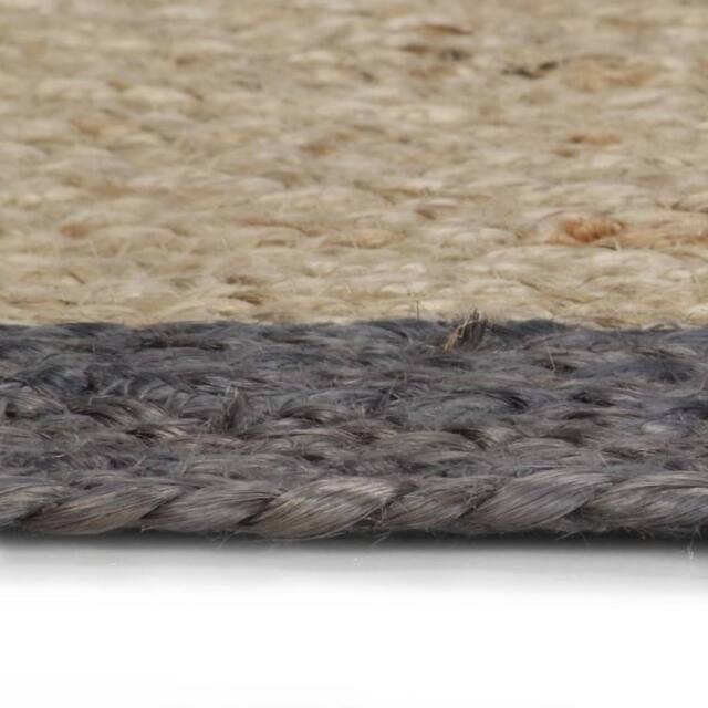 Berkfield Home Handmade Rug Jute with Dark Grey Border 150 cm in Natural - Size: 100 cm diameter - image 1
