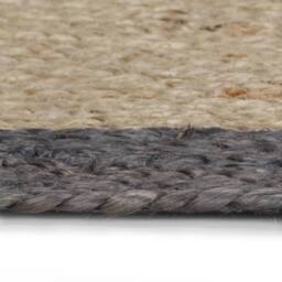 Berkfield Home Handmade Rug Jute with Dark Grey Border 150 cm in Natural - Size: 100 cm diameter - thumbnail 1