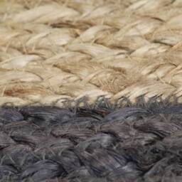 Berkfield Home Handmade Rug Jute with Dark Grey Border 150 cm in Natural - Size: 100 cm diameter - thumbnail 5