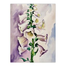 "Artery8 Foxglove Digitalis Flower Botanical Watercolour Wall Art Print in White - Size: W12"" x H16""" - thumbnail 1
