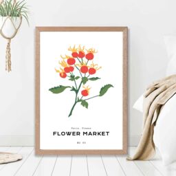 ARTZE Orange Rosehip Plant Flower Market Simplicity Framed Print SIZE: A3 with Oak Frame - Size: A4 - thumbnail 2