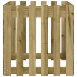Berkfield Home Garden Planter with Fence Design 60x60x60 cm Impregnated Wood Pine in Brown - Size: 60 x 60 x 60 cm - thumbnail 5