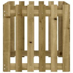 Berkfield Home Garden Planter with Fence Design 60x60x60 cm Impregnated Wood Pine in Brown - Size: 60 x 60 x 60 cm - thumbnail 6