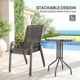 OUTSUNNY Garden Bistro Set, Small Garden Set w/ Stackable Chairs, Black - thumbnail 6