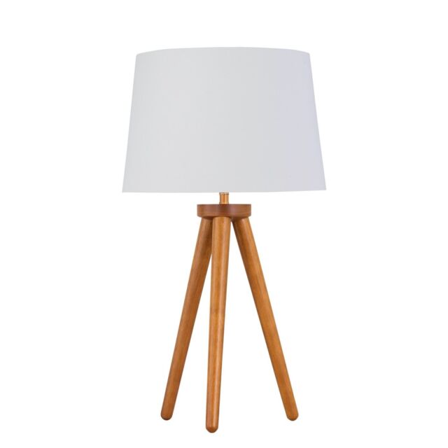 First Choice Lighting Voyage - Dark Oak Table Lamp or Bedside Light with White & Gold Shade in Brown - image 1