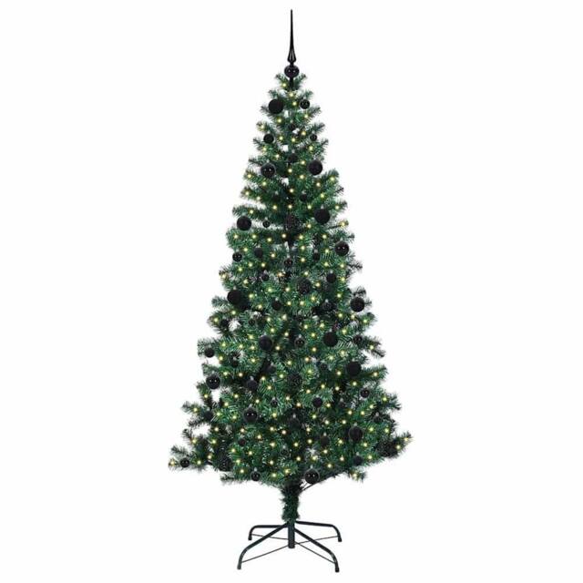 Berkfield Home Elegant Artificial Pre-lit Christmas Tree Green 210 cm PVC & Metal - image 1
