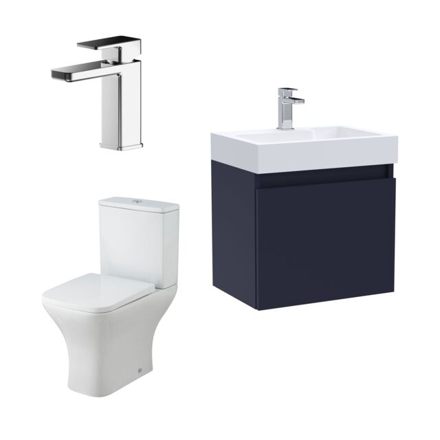 Balterley Cloakroom Vanity Unit, Tap & Toilet - Electric Blue/Chrome in Blue - image 1
