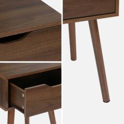 sweeek Walnut-stained wood bedside table, 1 drawer in Dark Brown - thumbnail 7