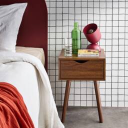 sweeek Walnut-stained wood bedside table, 1 drawer in Dark Brown - thumbnail 4