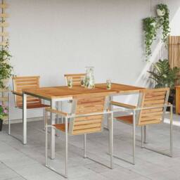 Berkfield Home Outdoor Dining Table 150x90x75 cm Solid Wood Teak in Brown - Size: 150 x 90 x 75 cm - thumbnail 4