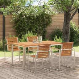 Berkfield Home Outdoor Dining Table 150x90x75 cm Solid Wood Teak in Brown - Size: 150 x 90 x 75 cm - thumbnail 2