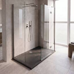 Balterley Black Rectangular Slate Effect Shower Tray, 1200x800mm - thumbnail 2