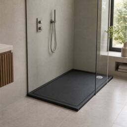 Balterley Black Rectangular Slate Effect Shower Tray, 1200x800mm - thumbnail 4