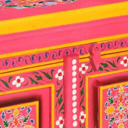 Berkfield Home Sideboard Solid Mango Wood Pink Hand Painted - thumbnail 8
