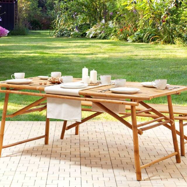 Wyld and Coco Bamboo Garden Table 180cm Light Brown - image 1