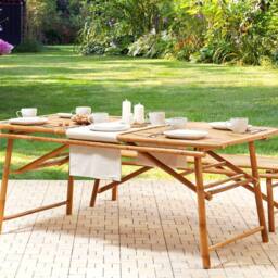 Wyld and Coco Bamboo Garden Table 180cm Light Brown - thumbnail 1