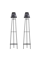 Living and Home 2 Pack Double Tier Solar-Powered Plant Stand Light in Black - thumbnail 1