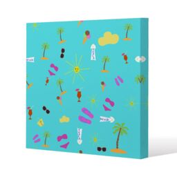 Benjamin Tate Design Beach Cartoons (Canvas Print) / 90 x 90 x 4cm in Natural - Size: 90 x 90 x 4 cm - thumbnail 1