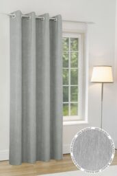 Enhanced Living 'Knightsbridge' Grey 100% Blackout, Thermal, Chenille Single Door Curtain with Eyelet Header - Size: 168 cm width x 214 cm drop - thumbnail 1