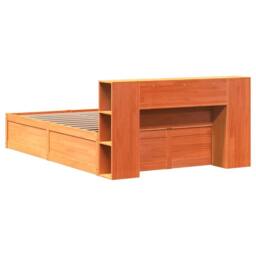 Berkfield Home Bed Frame without Mattress Wax Brown 135x190 cm Double Solid Wood Pine in Orange - thumbnail 7
