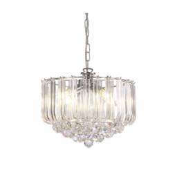 Netlighting Lana Acrylic Crystal with Spheres 3 Light E14 Polished Chrome in Silver