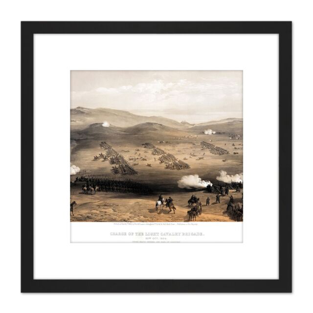 Artery8 Simpson Crimean War Charge Light Brigade Balaklava 8X8 Inch Square Wooden Framed Wall Art Print Picture with Mount in Black - image 1