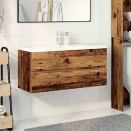 Berkfield Home Sink Cabinet with Built-in Basin Old Wood 101x39.5x49 cm in Brown