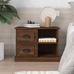 Berkfield Home Bedside Cabinet Brown Oak 60x35.5x45 cm - thumbnail 2