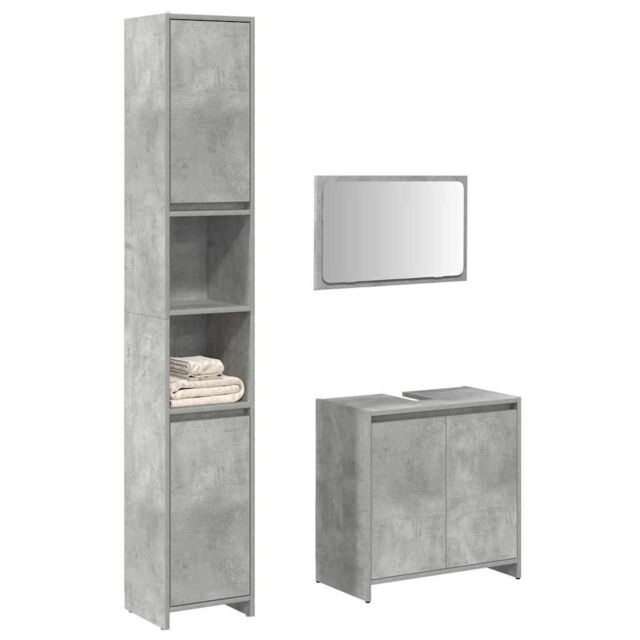 Berkfield Home 3 Piece Bathroom Furniture Set Concrete Grey Engineered Wood - image 1