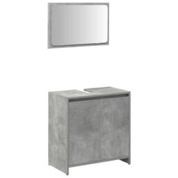 Berkfield Home 3 Piece Bathroom Furniture Set Concrete Grey Engineered Wood - thumbnail 4