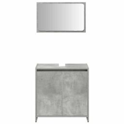 Berkfield Home 3 Piece Bathroom Furniture Set Concrete Grey Engineered Wood - thumbnail 5