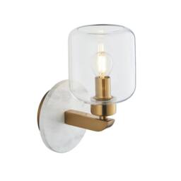 Netlighting Travi Wall Lamp White Volakas Marble Vintage Brass & Clear Glass E14 - thumbnail 1