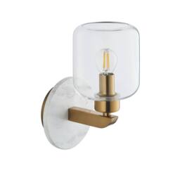 Netlighting Travi Wall Lamp White Volakas Marble Vintage Brass & Clear Glass E14 - thumbnail 6
