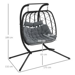 OUTSUNNY PE Hanging Swing Chair w/ Thick Cushion, Patio Hanging Chair in Black - thumbnail 3