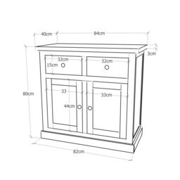 Cabinet Bits Castelli Off-White 2 Drawer 2 Door Sideboard Chrome Knob - thumbnail 3